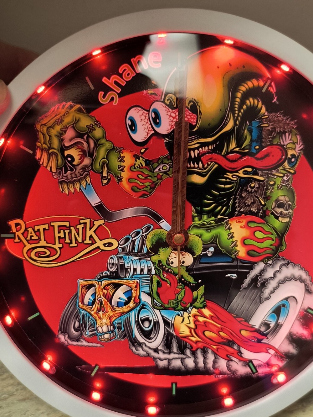 Monster Fink Kustom Kulture Art Neon Wall Clock in Personalized With Led Lights